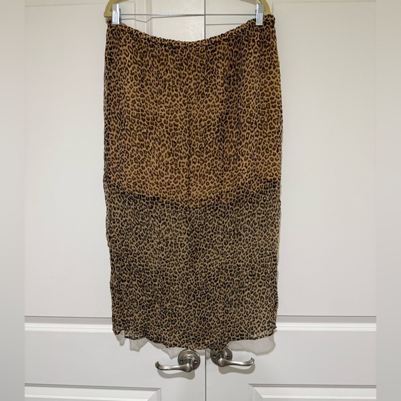 J.Crew NWOT Gwyneth layered slip skirt in leopard crinkle chiffon CH413 SZ L - Picture 3 of 6